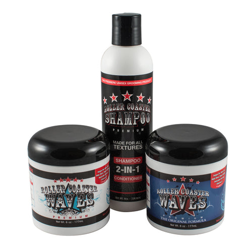 Roller Coaster Waves Original, Premium & Shampoo Combo